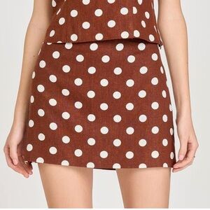 WAYF Elle Polka Dot Linen Blend Miniskirt